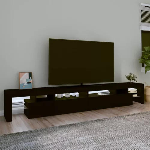 Fekete TV-szekrény LED-világítással 260x36,5x40 cm