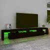 Fekete TV-szekrény LED-világítással 260x36,5x40 cm
