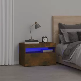   Füstös tölgy színű éjjeliszekrény LED világítással 60x35x40 cm