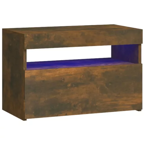 Füstös tölgy színű éjjeliszekrény LED világítással 60x35x40 cm