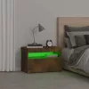 Füstös tölgy színű éjjeliszekrény LED világítással 60x35x40 cm