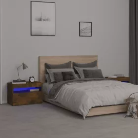   2 db füstös tölgy színű éjjeliszekrény LED-ekkel 60x35x40 cm