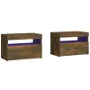 2 db füstös tölgy színű éjjeliszekrény LED-ekkel 60x35x40 cm