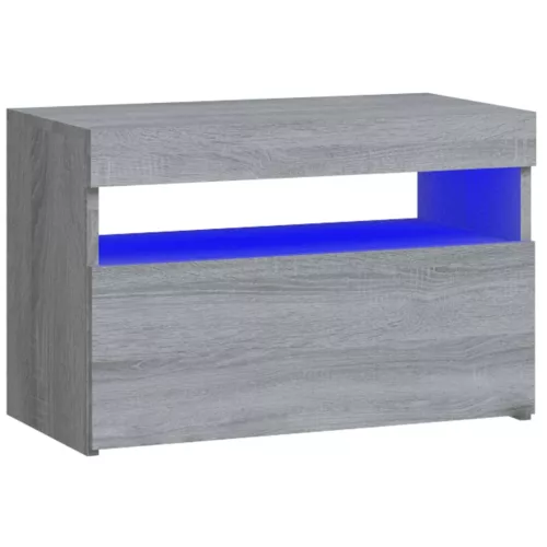 Szürke sonoma színű éjjeliszekrény LED világítással 60x35x40 cm