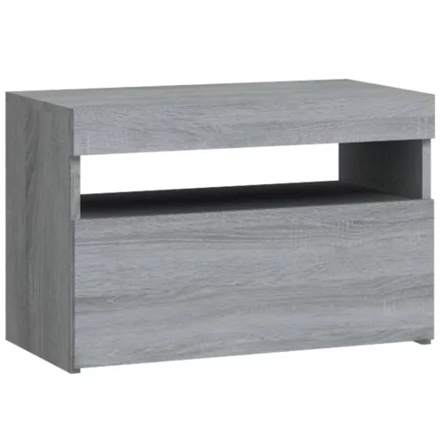 Szürke sonoma színű éjjeliszekrény LED világítással 60x35x40 cm