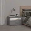 Szürke sonoma színű éjjeliszekrény LED világítással 60x35x40 cm