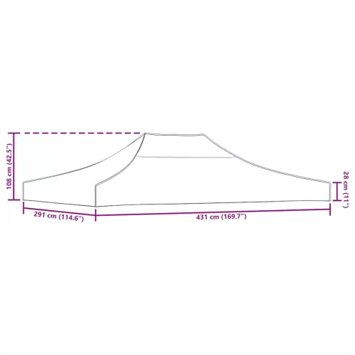 Antracitszürke tető partisátorhoz 4,5 x 3 m 270 g/m²