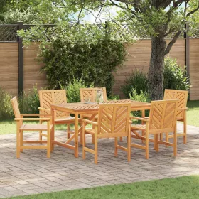   Kert étkező szett 7 pcs Barna 150 x 90 x 74 cm tömör akácfa