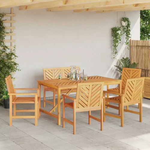 Kert étkező szett 6 pcs Barna 150 x 90 x 74 cm tömör akácfa