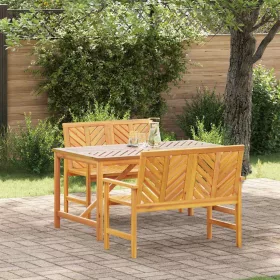   Kert étkező szett 3 pcs Barna 150 x 90 x 74 cm tömör akácfa