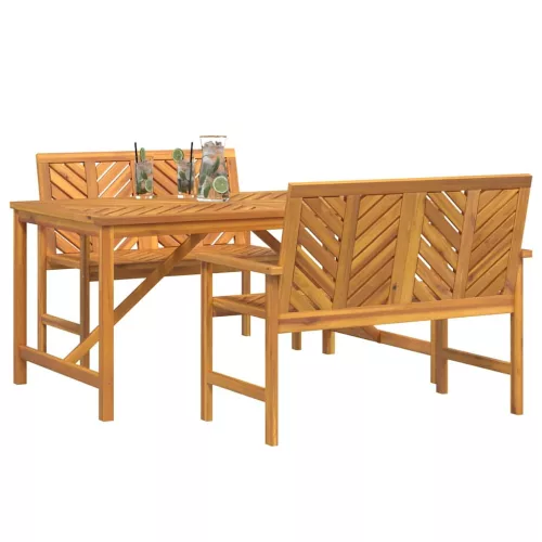 Kert étkező szett 3 pcs Barna 150 x 90 x 74 cm tömör akácfa