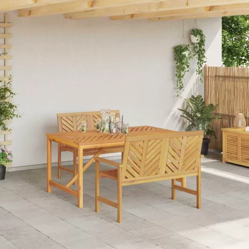 Kert étkező szett 3 pcs Barna 150 x 90 x 74 cm tömör akácfa