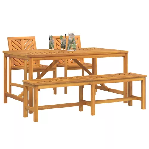 Kert étkező szett 4 pcs Barna 150 x 90 x 74 cm tömör akácfa