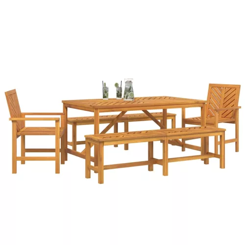Kert étkező szett 5 pcs Barna 150 x 90 x 74 cm tömör akácfa