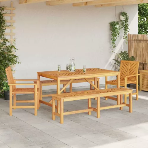 Kert étkező szett 5 pcs Barna 150 x 90 x 74 cm tömör akácfa