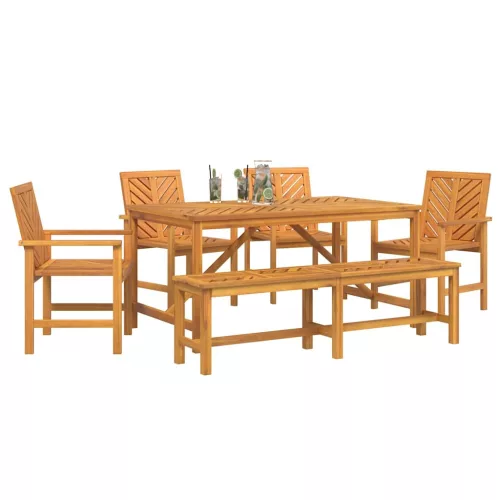Kert étkező szett 6 pcs Barna 150 x 90 x 74 cm tömör akácfa