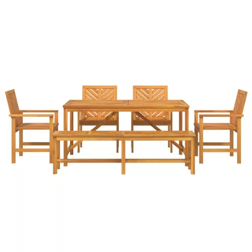 Kert étkező szett 6 pcs Barna 150 x 90 x 74 cm tömör akácfa