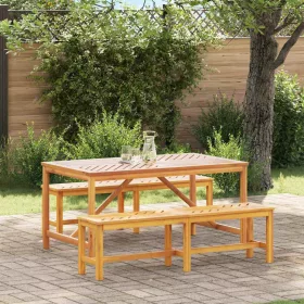   Kert étkező szett 3 pcs Barna 150 x 90 x 74 cm tömör akácfa