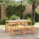 Kert étkező szett 3 pcs Barna 150 x 90 x 74 cm tömör akácfa