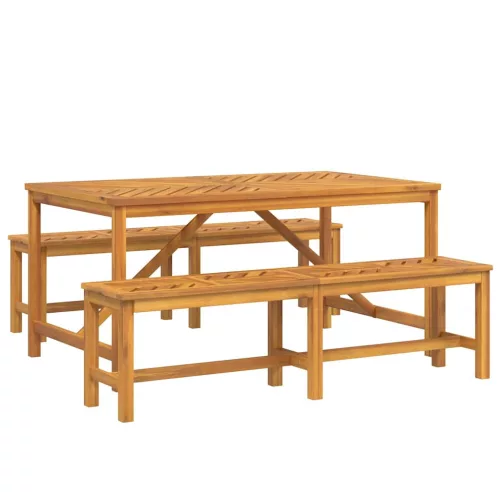 Kert étkező szett 3 pcs Barna 150 x 90 x 74 cm tömör akácfa