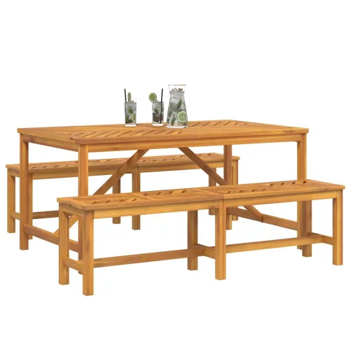 Kert étkező szett 3 pcs Barna 150 x 90 x 74 cm tömör akácfa