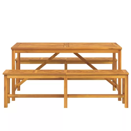 Kert étkező szett 3 pcs Barna 150 x 90 x 74 cm tömör akácfa