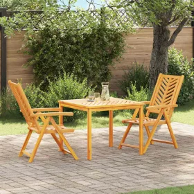   Kert étkező szett 3 pcs Barna 90 x 90 x 74 cm tömör akácfa