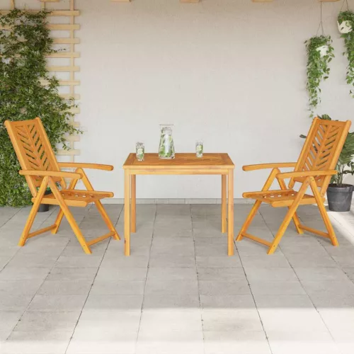 Kert étkező szett 3 pcs Barna 90 x 90 x 74 cm tömör akácfa