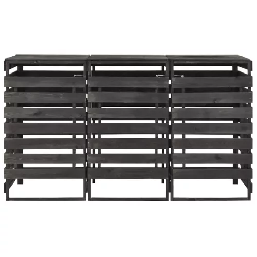 Festett tömör fenyőfa tripla kerekeskuka-tároló 210x75x121 cm