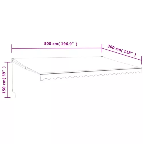 Kék és fehér automata behúzható napellenző 5 x 3 m