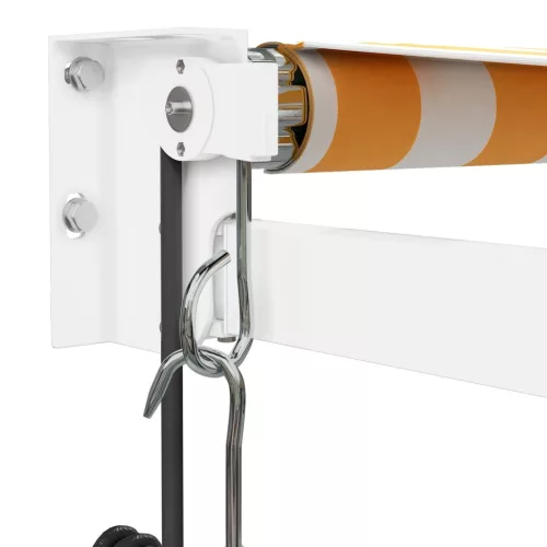 Sárga-fehér automata behúzható napellenző 3,5 x 2,5 m