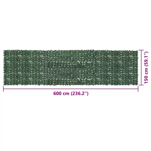 Sötétzöld leveles erkélyparaván 600 x 150 cm