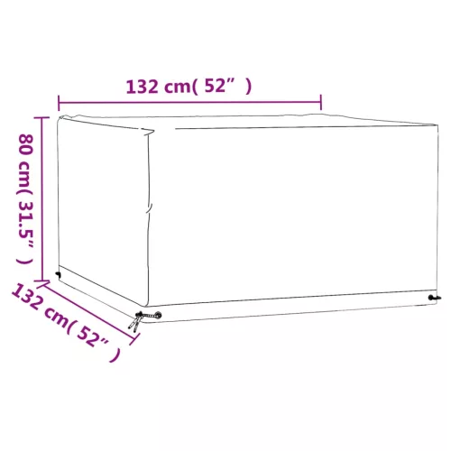 2 db négyzet alakú kerti bútorhuzat 8 fűzőlyukkal 132x132x80 cm