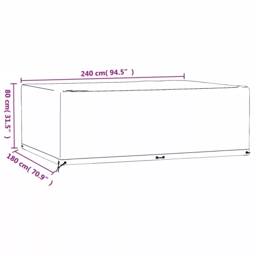 2 db téglalap alakú kerti bútorhuzat 12 fűzőlyukkal 240x180x80