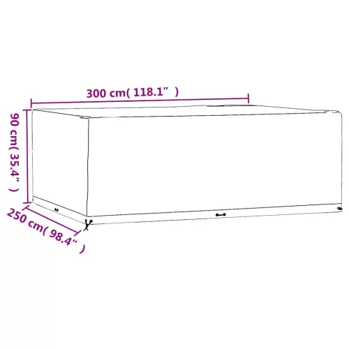 2 db téglalap alakú kerti bútorhuzat 16 fűzőlyukkal 300x250x90