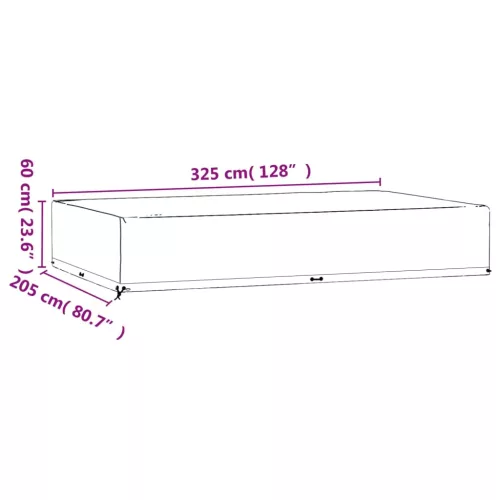 2 db téglalap alakú kerti bútorhuzat 16 fűzőlyukkal 325x205x60