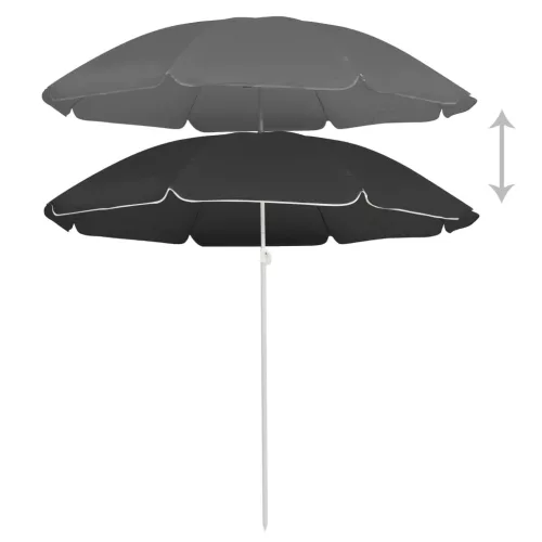 Antracitszürke kültéri napernyő acél rúddal 180 cm