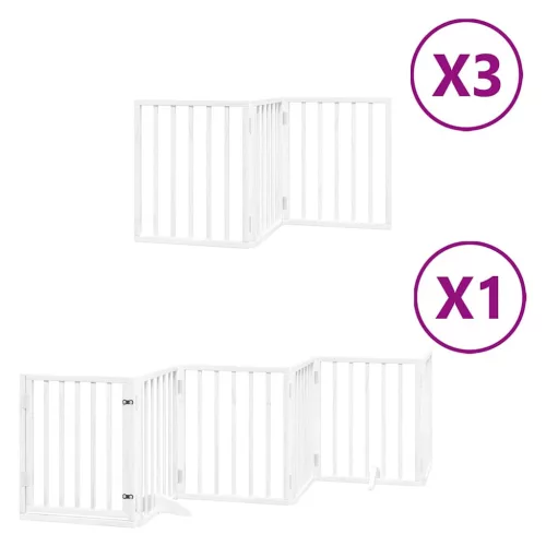 Fehér nyárfa 15 paneles összecsukható kutyakapu ajtóval 750 cm