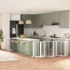 Fehér nyárfa 15 paneles összecsukható kutyakapu ajtóval 750 cm