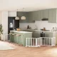 Fehér nyárfa 12 paneles összecsukható kutyakapu ajtóval 960 cm