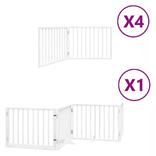 Fehér nyárfa 12 paneles összecsukható kutyakapu ajtóval 960 cm