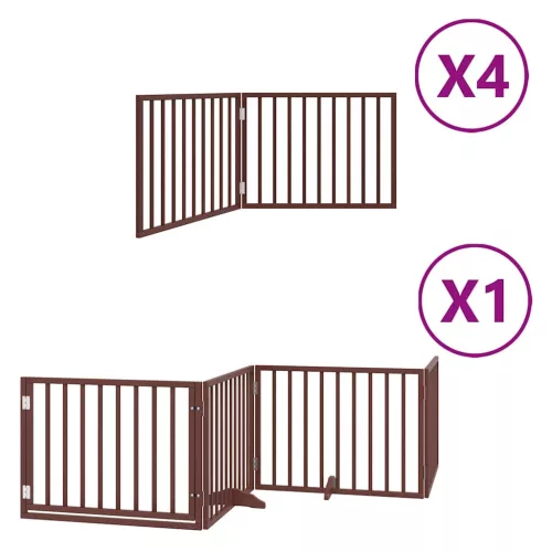 Barna nyárfa 12 paneles összecsukható kutyakapu ajtóval 960 cm
