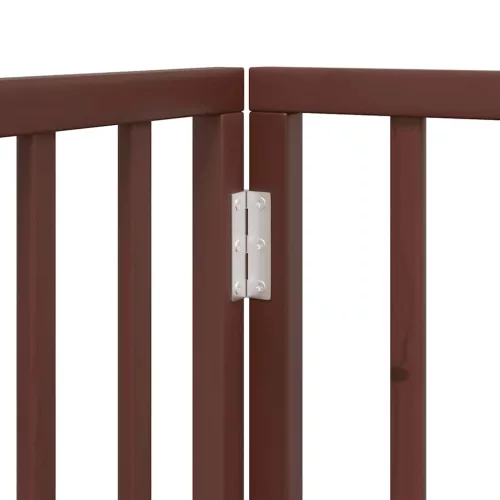 Barna nyárfa 12 paneles összecsukható kutyakapu ajtóval 960 cm