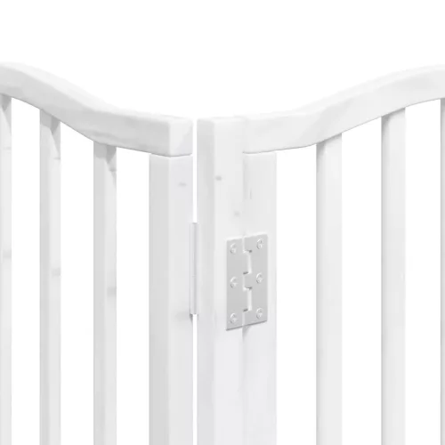Fehér nyárfa 15 paneles összecsukható kutyakapu ajtóval 750 cm