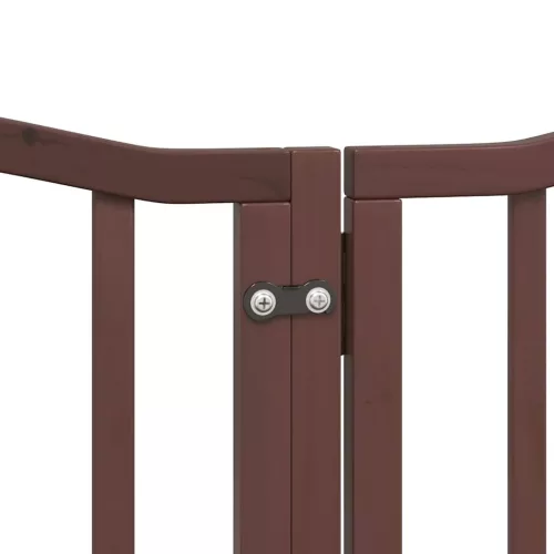 Barna nyárfa 15 paneles összecsukható kutyakapu ajtóval 750 cm
