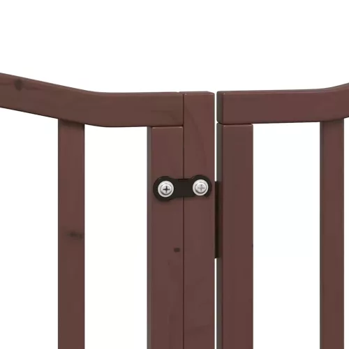 Barna nyárfa 15 paneles összecsukható kutyakapu ajtóval 750 cm