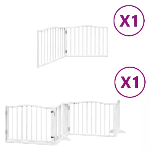 Fehér nyárfa 6 paneles összecsukható kutyakapu ajtóval 480 cm