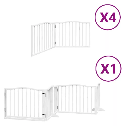 Fehér nyárfa 12 paneles összecsukható kutyakapu ajtóval 960 cm