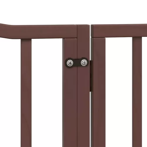 Barna nyárfa 12 paneles összecsukható kutyakapu ajtóval 960 cm