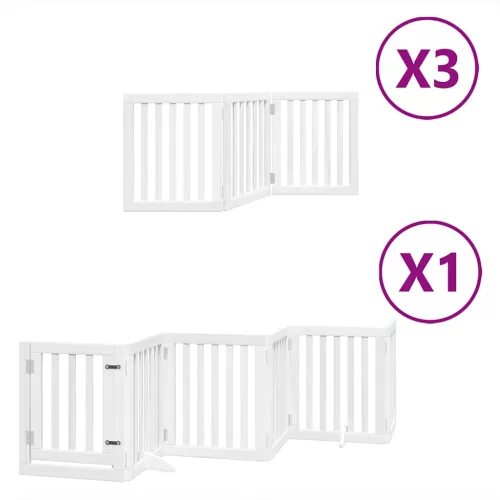 Fehér nyárfa 15 paneles összecsukható kutyakapu ajtóval 750 cm